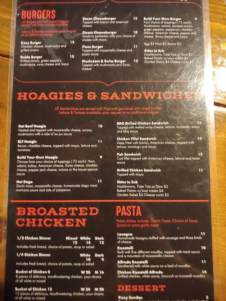 Kozy Korner Menu image 1